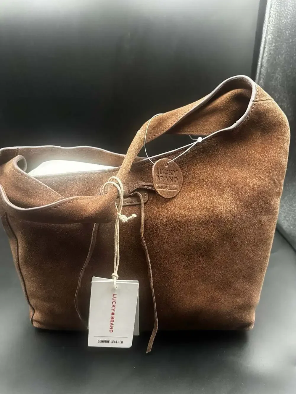 Lucky Brand Brown Suede Tie Hobo Shoulder Bag